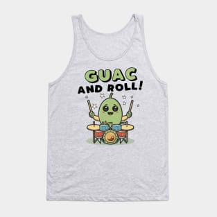 Guac and Roll; Kawaii Avocado Drummer Tank Top